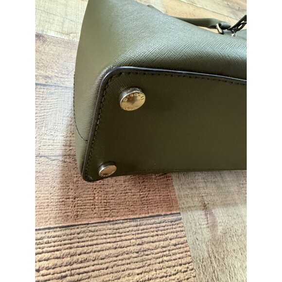 Michael Kors Savannah Large Leather Satchel Purse Green - Picture 15 of 16